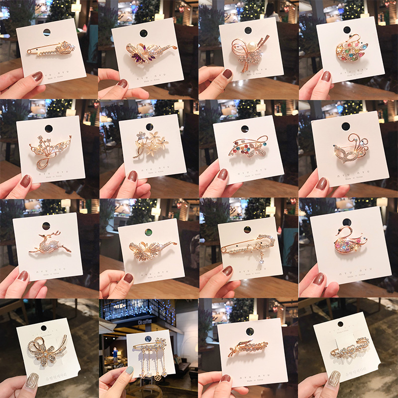 Ghim cài áo đính đá sang trọng thanh lịch phong cách Hàn Quốc