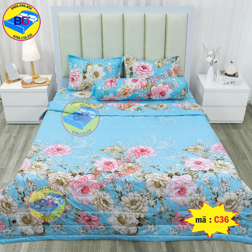 Bộ ga gối cotton poly cao cấp đầy đủ size nệm mẫu mới