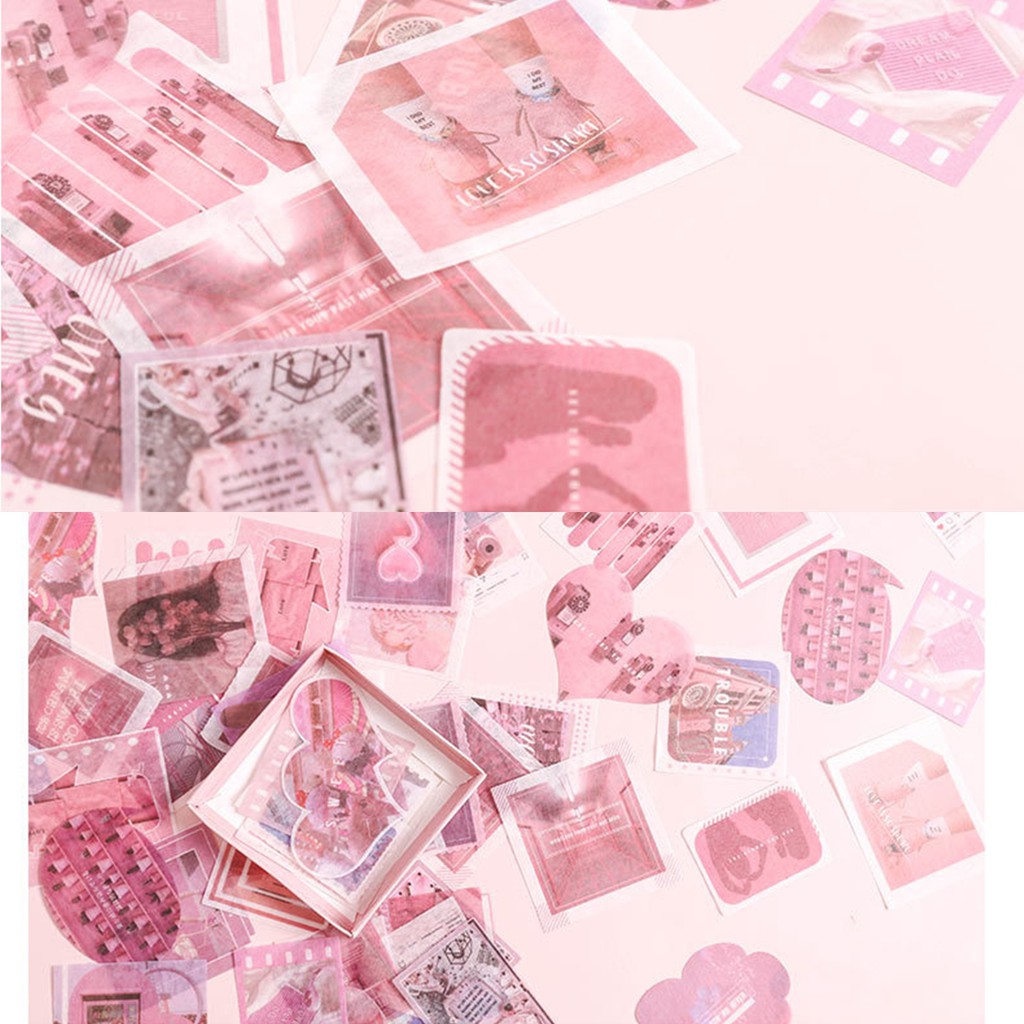 Hộp 80 miếng sticker giấy washi phong cách nhật bản