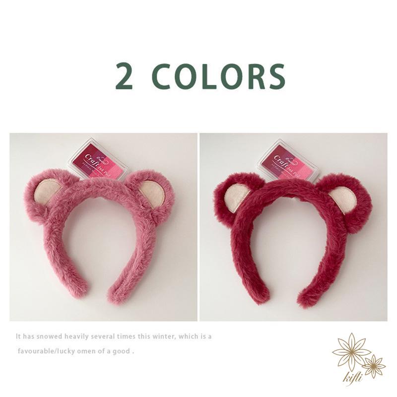 Băng Đô Cài Tóc Hình Gấu / Dâu Tây Bằng Lông Nhung Dễ Thương Xinh Xắn