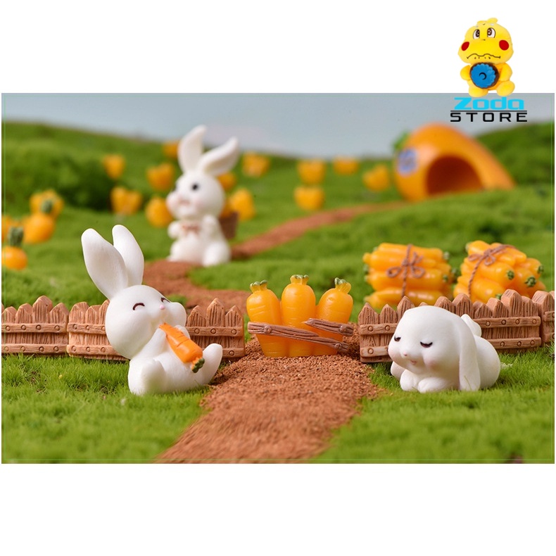 Mô Hình Chú thỏ và củ cà rốt Làm Tiểu Cảnh - trang trí terrarium / decord mô hình