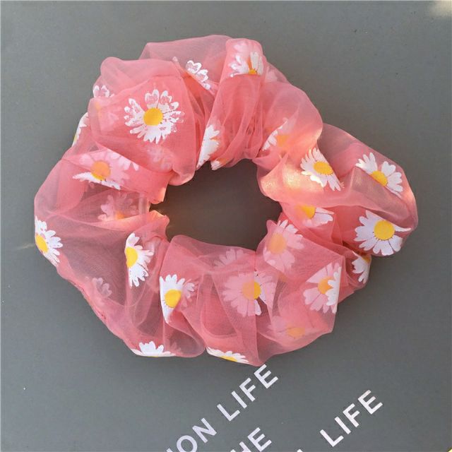 Buộc tóc Scrunchies hoa cúc đủ màu lựa chọn