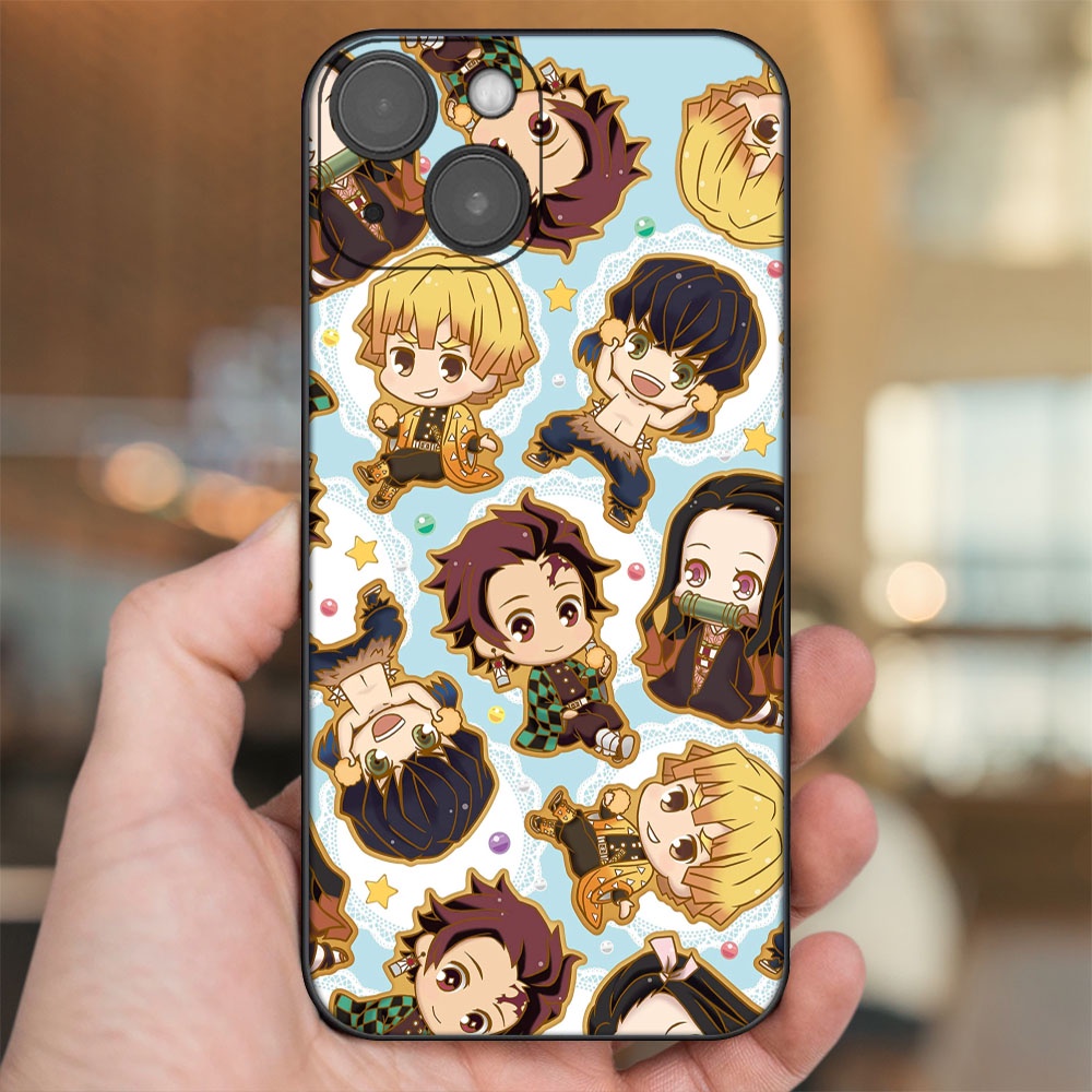 Ốp lưng iPhone 14 dẻo đen cạnh vuông in hình Zenitsu Kimetsu no Yaiba