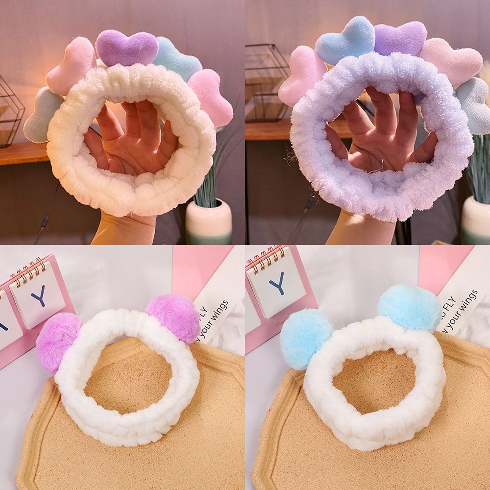 NIUYOU Korean Elasticity Plush Headband Lovely Non-Slip Flannel Hair Band For Washing Face