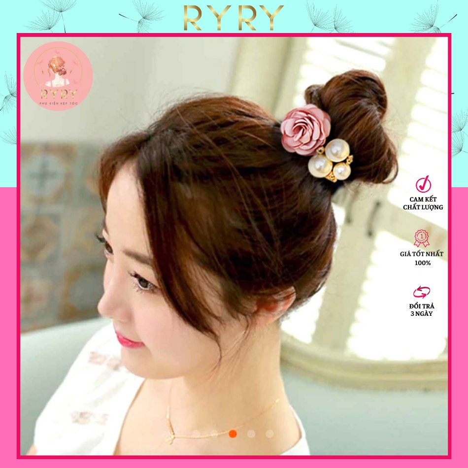 Dây Cột Tóc Dây Buộc Tóc Nữ Đóa Hoa Hồng Phong Cách Hàn Quốc Xinh Xắn