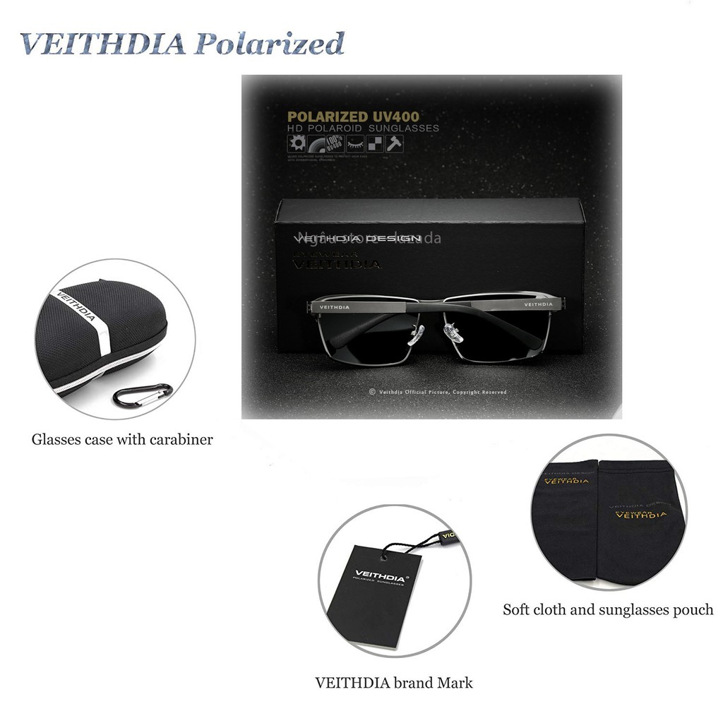 Kính mát nam phân cực thời trang chống choá ngăn tia UV chính hãng VEITHDIA 2711 giá tốt