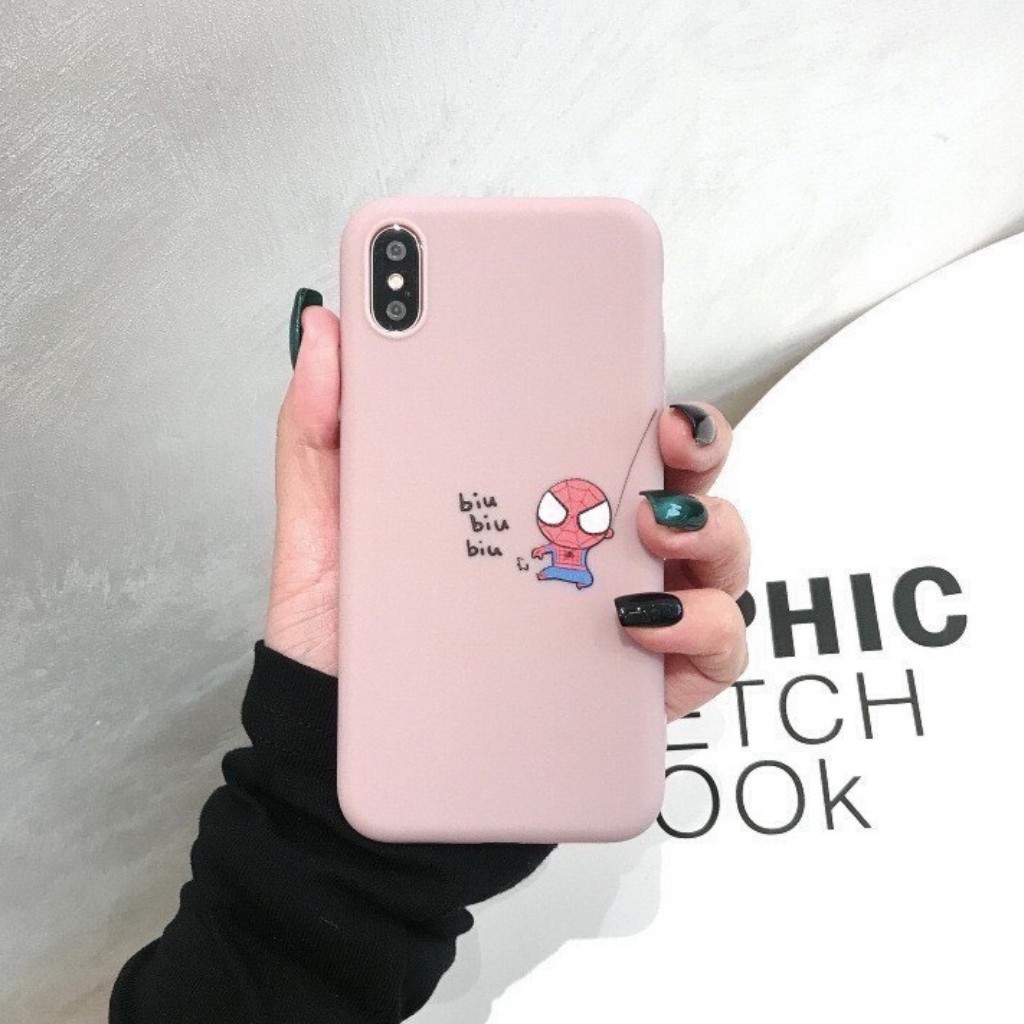 Ốp Lưng Đôi iPhone Hình Người Nhện Spiderman Bắn Tơ Cute Nhựa Dẻo TPU IPhone 6 plus 7 plus 8 plus x xs max 11 pro max