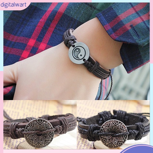 Vòng Tay Dây Giả Da Mặt Âm Dương Độc Đáo