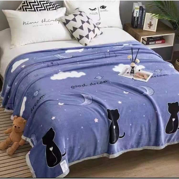Chăn lông tuyết sữa hàn quốc in hình siêu đẹp siêu mềm mịn kích thước 1m8x2m, 2mx2m2