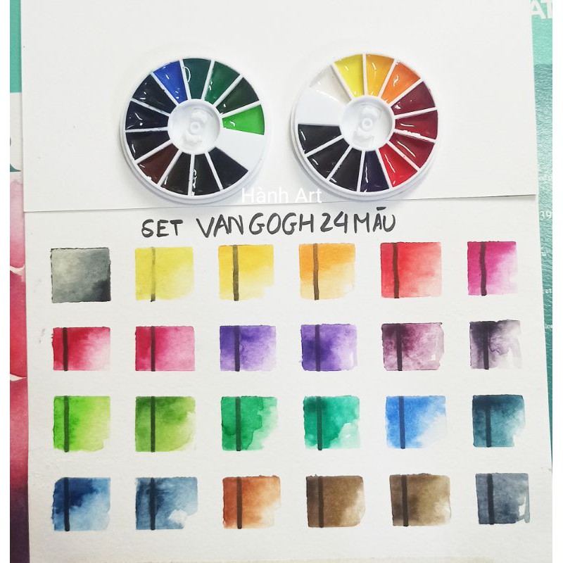 Pocket màu nước Vangogh 24, 36 màu mix 0.5ml