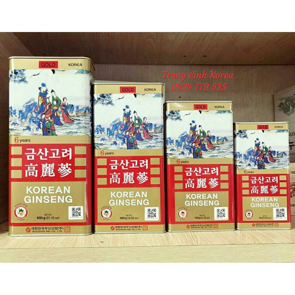 [ Trợ Giá ] Hồng Sâm Khô Hộp Sắt, Sâm Củ Khô Hộp Thiếc Bio Hàn Quốc