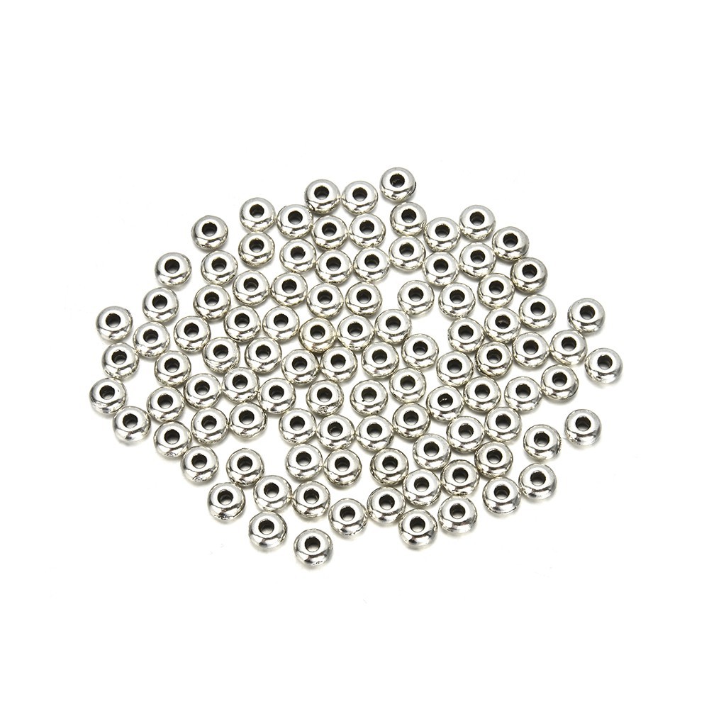 Cod Qipin Simple Useful Alloy Round Spacer Beads Set DIY Jewelry Making Accessories 100Pcs