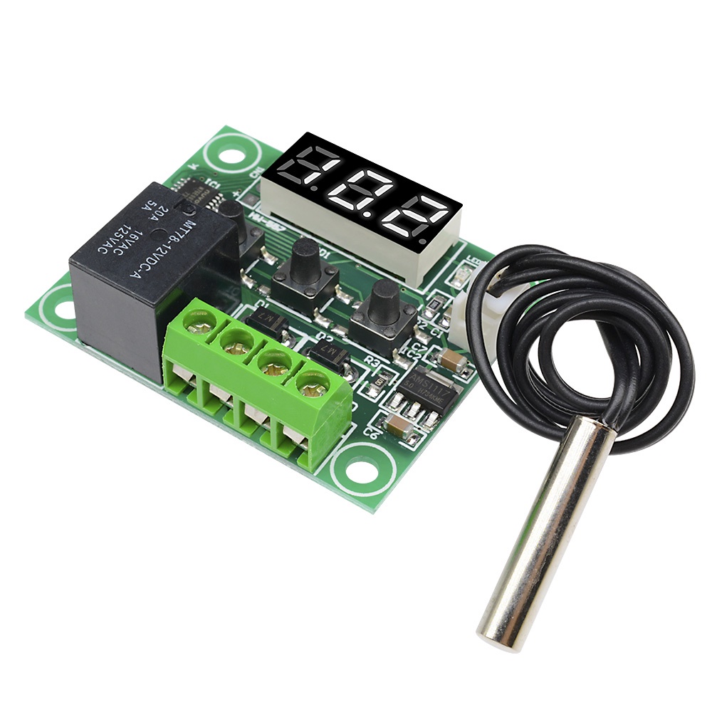 Công tắc điều khiển nhiệt độ ZIQQUCU W1209 kỹ thuật số cảm biến có đèn LED trắng -50-110°C tiện lợi