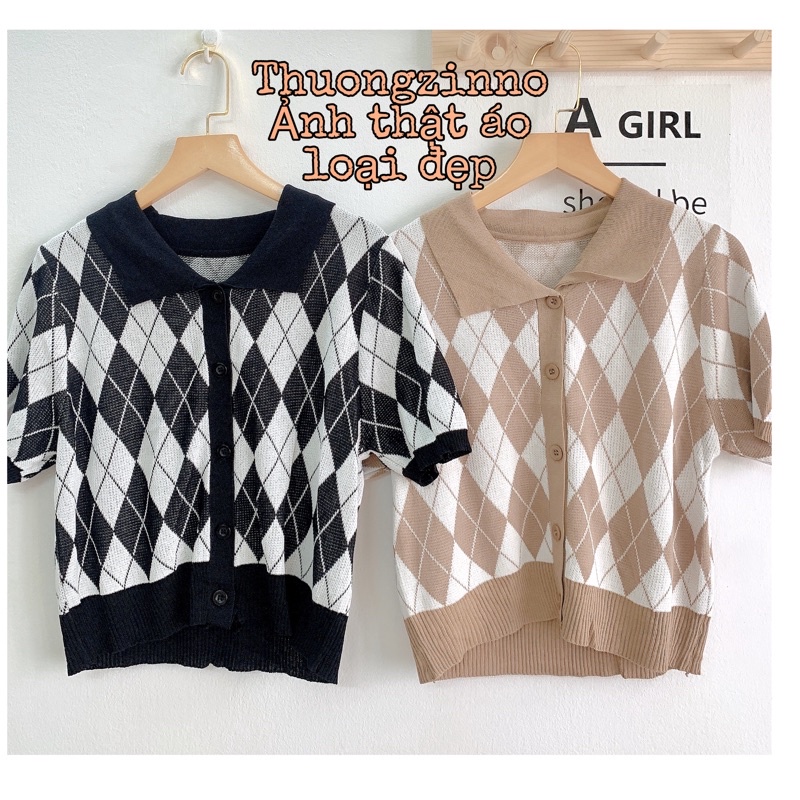 [Ảnh thật/Video]Áo len quả trám cổ polo Áo len croptop phong cách cổ điển sang chảnh | BigBuy360 - bigbuy360.vn