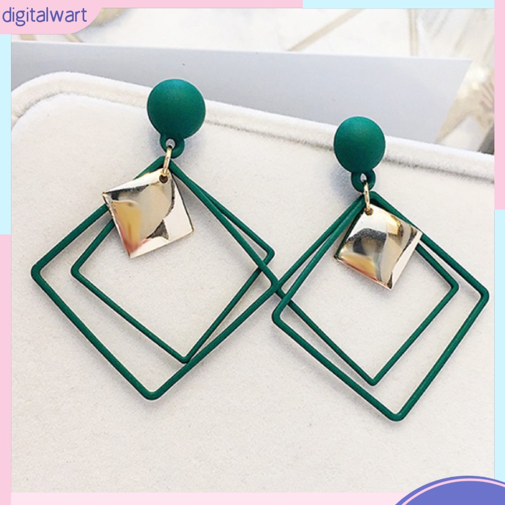 Đôi Bông Tai Dáng Rơi Họa Tiết Hình Học Thời Trang Cho Nữ