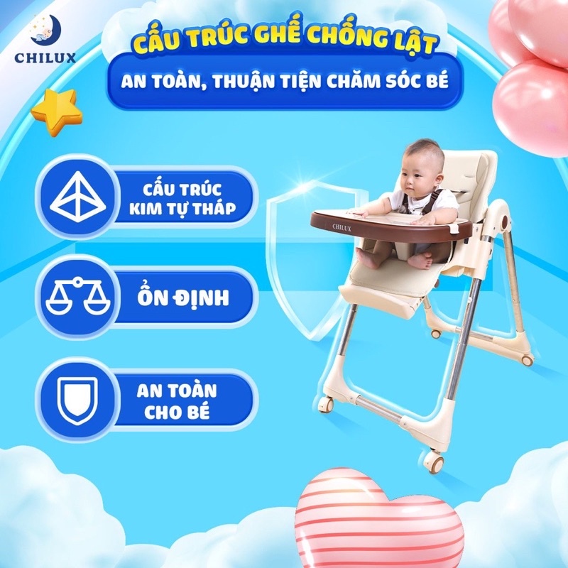 Ghế ăn dặm cho bé , ghế tập ăn mẫu mới đa năng Chilux Grow S