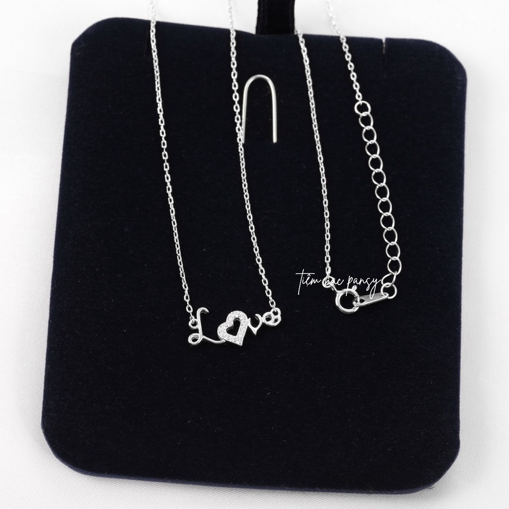 Vòng cổ bạc nữ Love tim nạm đá xinh xắn - Dây chuyền bạc ta cao cấp PANSY