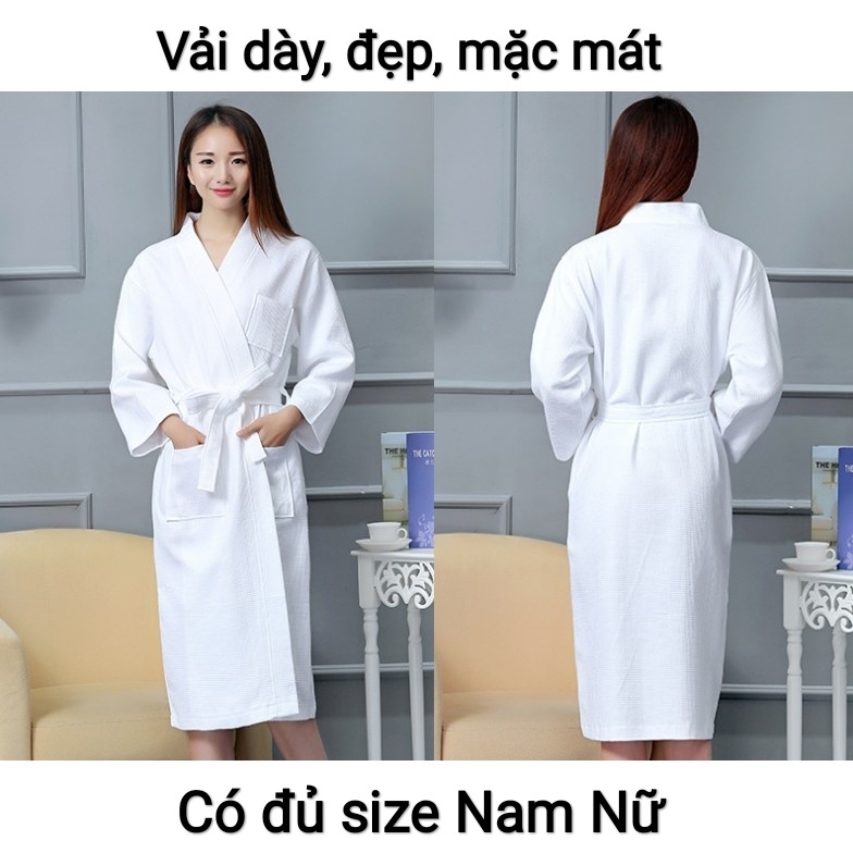 Áo choàng tắm khách sạn, đồ ngủ dài nữ nam cao cấp, vải cotton mặc mát, hàng xuất ...