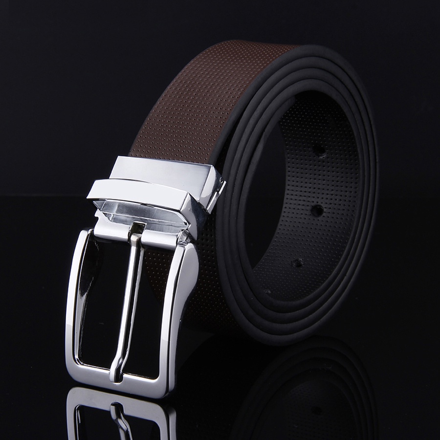 Thắt lưng trắng Batoorap khóa gài bằng hợp kim bạc xoay cho nam 33mm Z968P68P