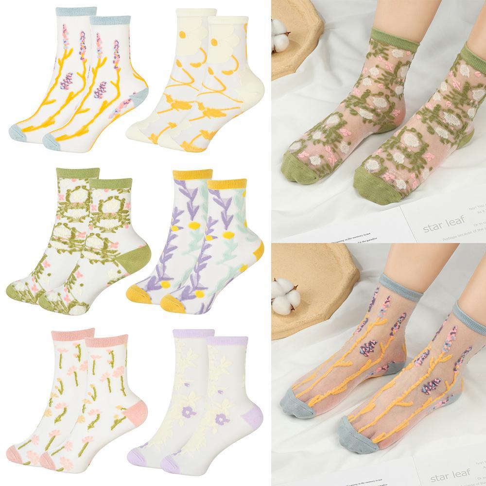 Vớ Cotton Cao Cổ Họa Tiết Hoa Thời Trang Dành Cho Nữ