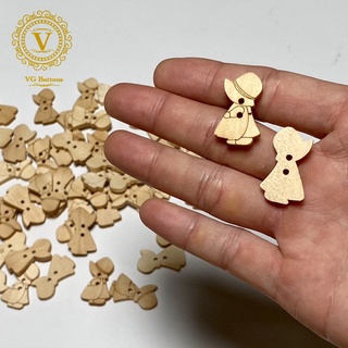 Cúc gỗ, nút gỗ handmade cúc gỗ hình cô gái 2.7mm x 1.7mm