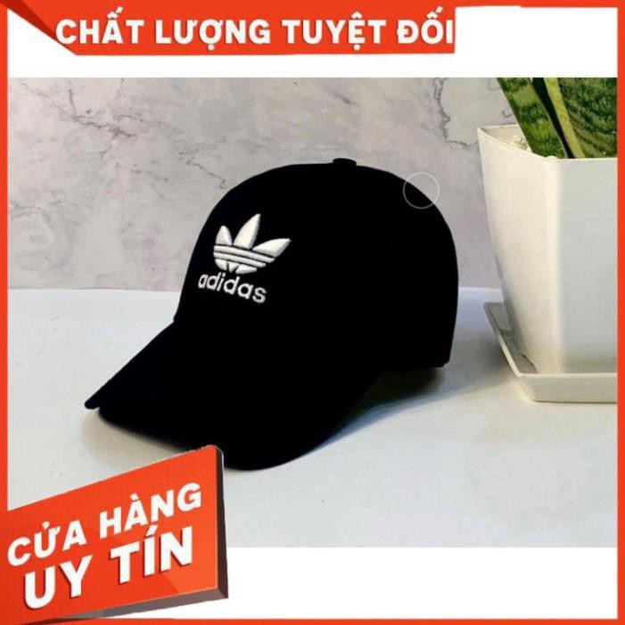 Nón kết lưỡi trai Mũ Adidas đen logo thêu trắng dành cho nam nữ Free size [ FULL BOX ] Đẹp *