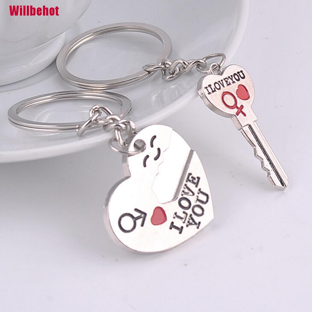 Set 2 móc khóa hình trái tim thời trang lãng mạn cho cặp đôi