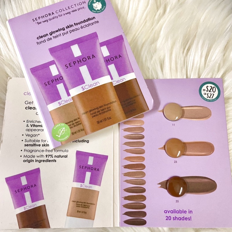 🌸 Sephora SClean Glowing Skin Foundation - Sample mẫu thử kem nền 3 tone