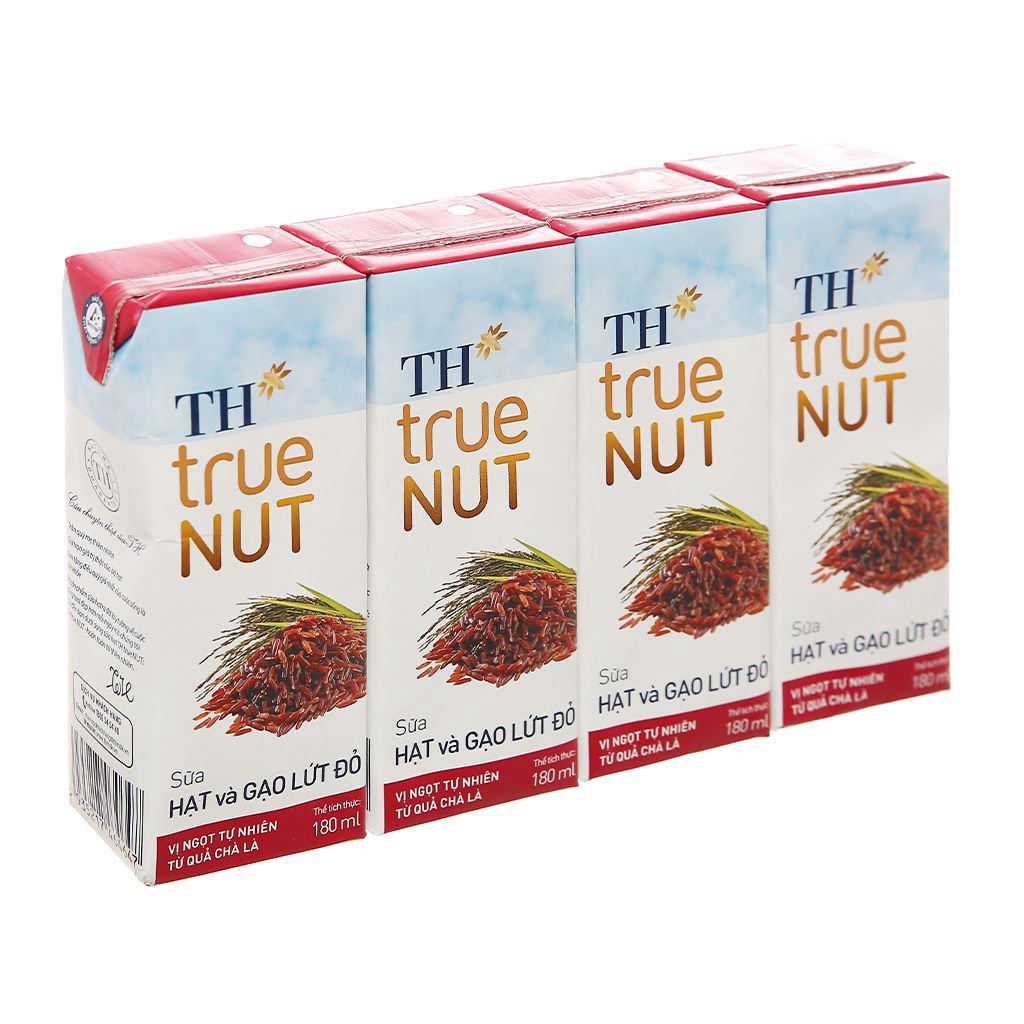 Lốc 4 Hộp Sữa Hạnh Nhân/Óc Chó/Mắc Ca/Gạo Lứt/ TH True Milk 180 ml