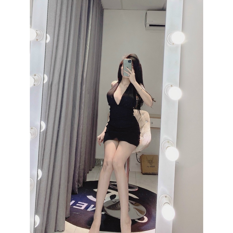 Sét bộ áo yếm xẻ khe ngực có mút phối chân váy body trơn cực xinh , chất thun gân dày dặn TV alohashop91