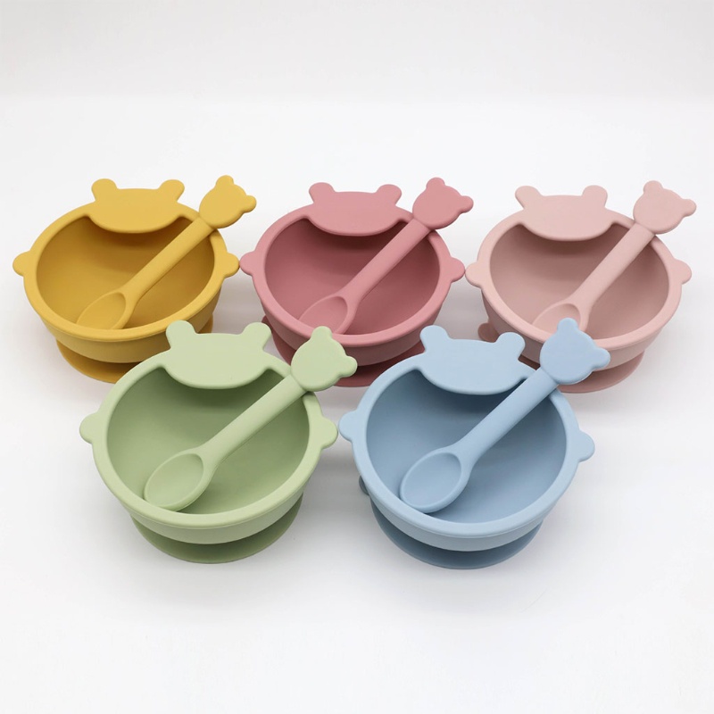 Bộ 2 Dụng Cụ Tập Ăn Bằng Silicone Không Thấm Nước Chống Trượt Cho Bé