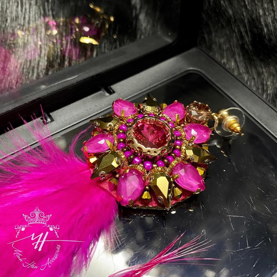 Đế hoa văn gắn đá hình tròn handmade, đế đá đính kết cao cấp