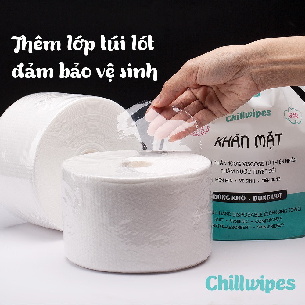 Khăn mặt khô Chillwipes dùng 1 lần, mềm mịn - vệ sinh - tiện dụng