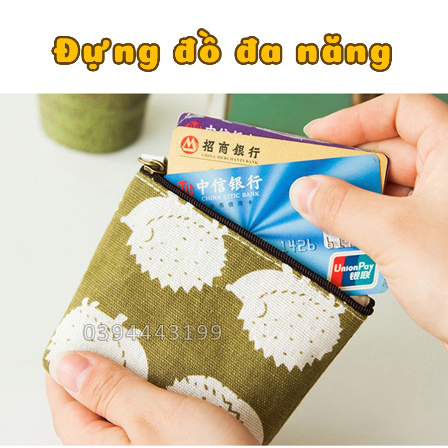 Túi vải mini phong cách Hàn Quốc đựng tiền xu tiện lợi cho nữ