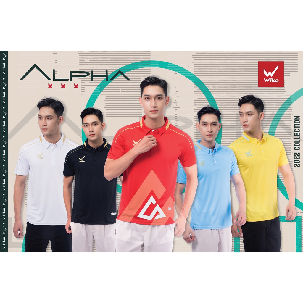 Áo polo Wika Alpha chính hãng, Áo thun nam cổ bẻ chất polyester chống nhăn thấm hút mồ hôi thoáng khí
