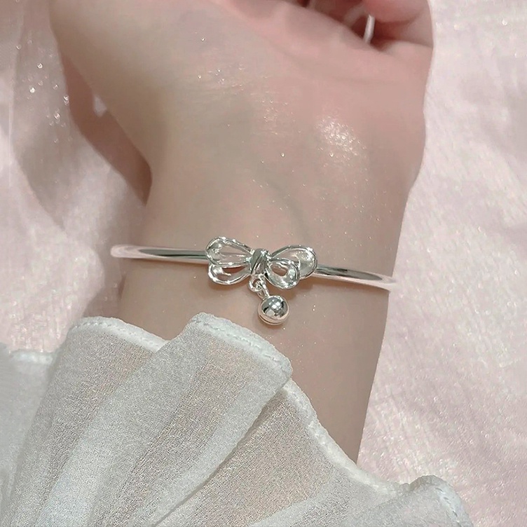 Vòng Đeo Tay Dạng Hở Đính Nơ Phong Cách Hàn Quốc Dành Cho Nữ