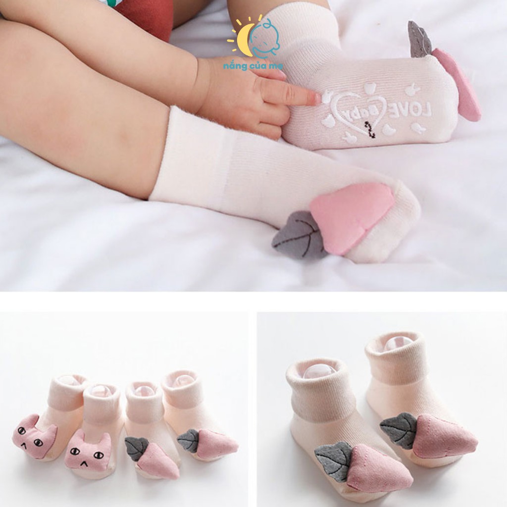 Tất vớ cổ cao cho bé từ 6-18 tháng, chất cotton dày dặn, co giãn, hình thú nhồi bông Socute - Nắng Của Mẹ_SWEET