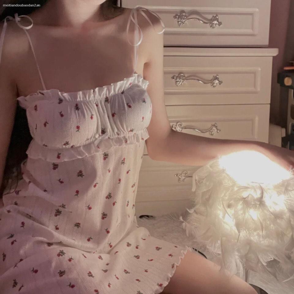 đồ ngủ Hai Dây In Hoa Dễ Thương Thời Trang Mùa Hè Cho Nữ 2021