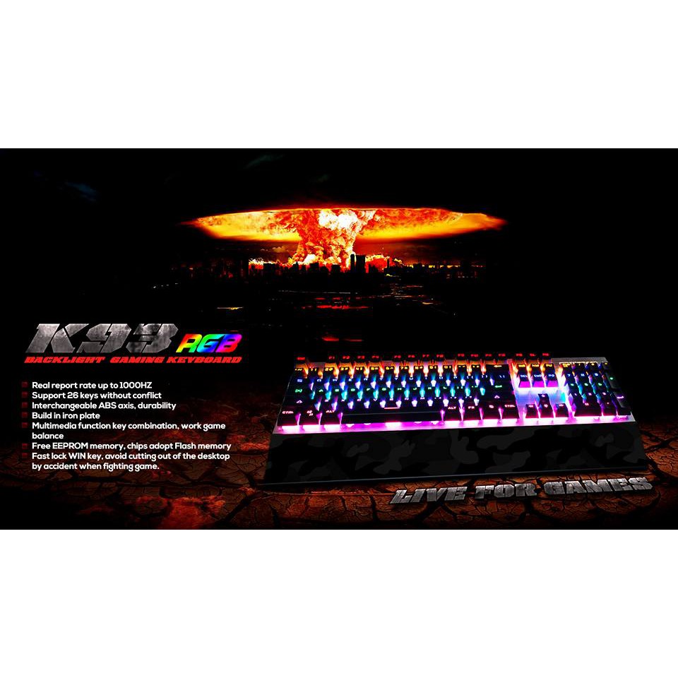 Bàn phím giả cơ chuyên game Motospeed K93 Led 7 màu
