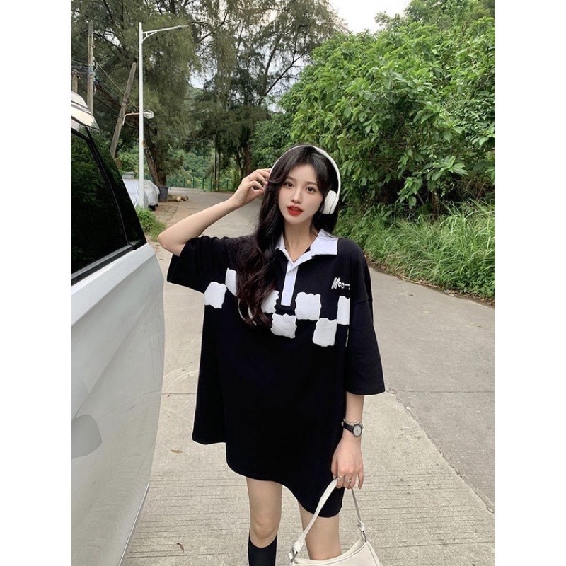 Áo Thun Polo Unisex MOC màu XANH LÁ/ĐEN form rộng  Chất thun cotton form nam nữ unisex/Áo thun có cổ Jaystoree