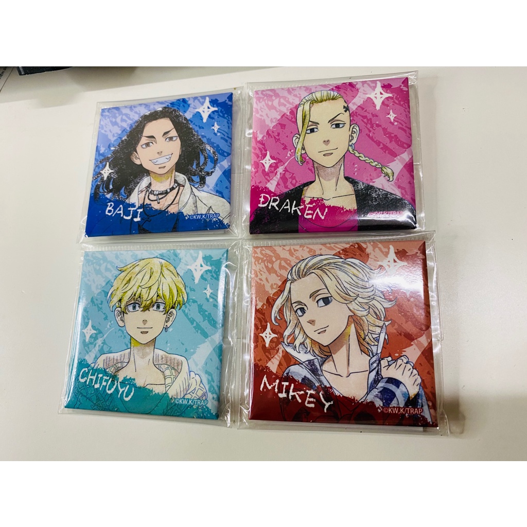 Tokyo Revengers badge huy hiệu vuông chính hãng Chifuyu Baji Draken Mikey