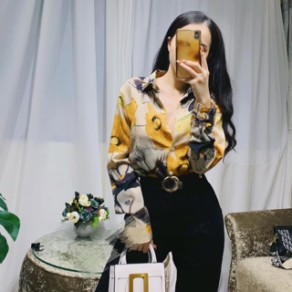 Áo sơmi lụa hoa