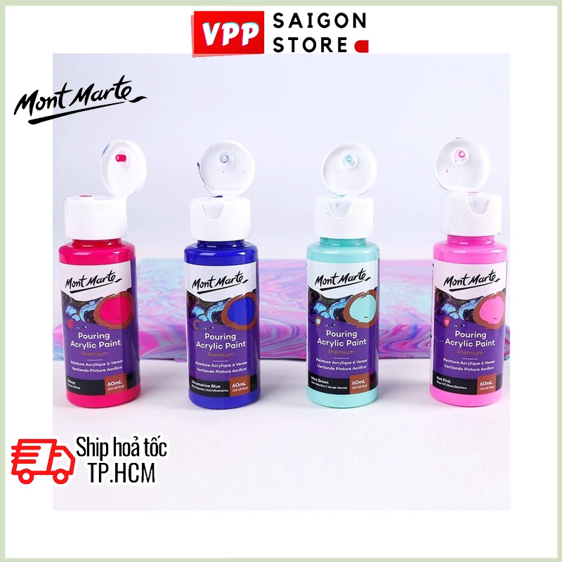 Bộ Màu Đổ Pouring Acrylic Mont Marte - Set Aurora - 4 chai x 60ml - PMPP4207