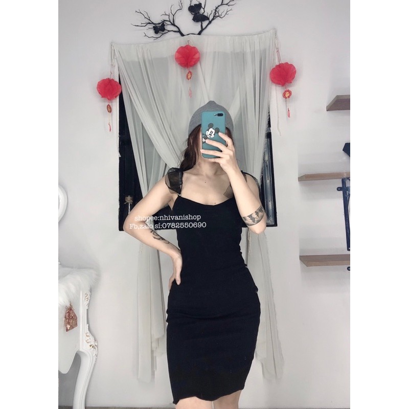 đầm body hai dây cúp ngực sexy