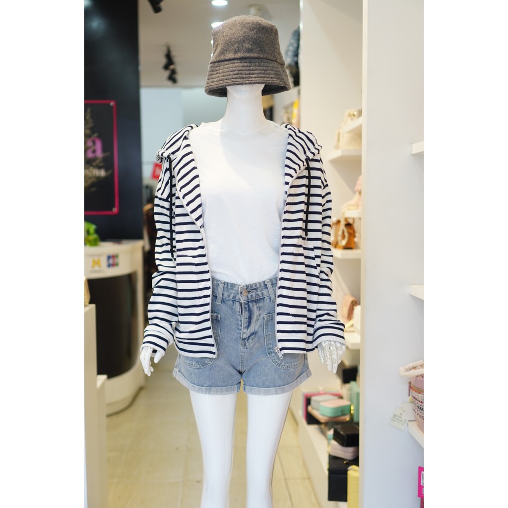 Áo Khoác Thun Menina Sọc 074 Trắng | BigBuy360 - bigbuy360.vn