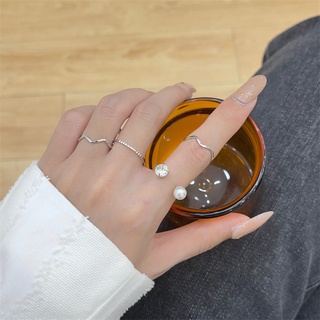 Set nhẫn bạc đính đá ngọc đẹp, nhẫn bạc không gỉ phong cách hàn quốc