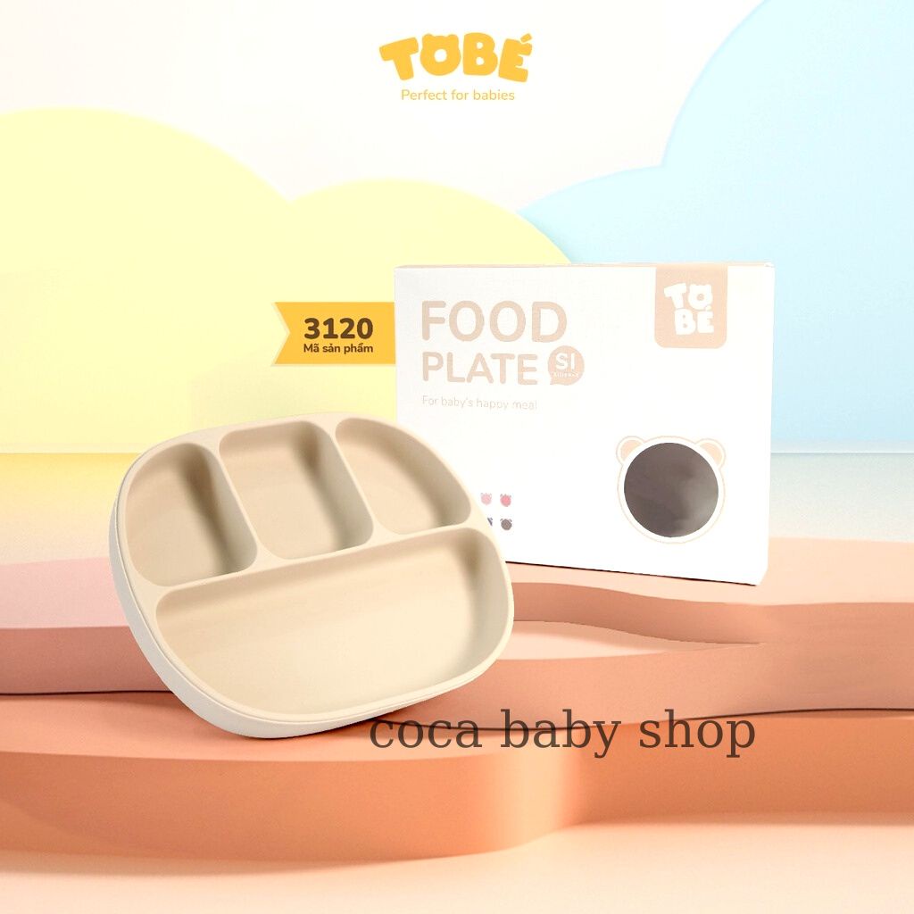 Khay ăn dặm  TOBÉ Eco Silicone chống đổ chất liệu cao cấp an toàn cho bé