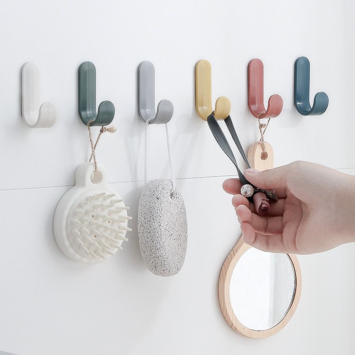 Móc chữ J treo vật dụng cá nhân, treo đồ dán tường trang trí xinh xắn