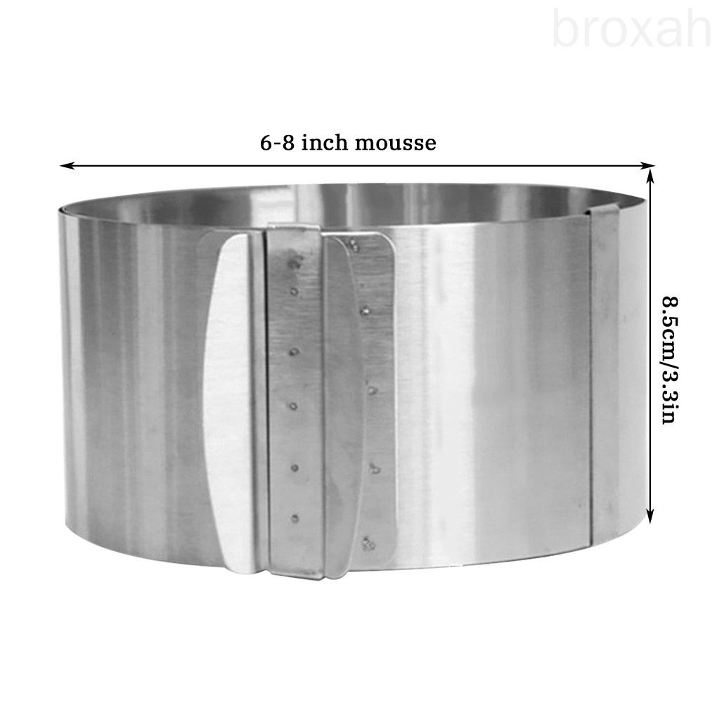 Khuôn Làm Bánh Mousse Hình Tròn Bằng Thép Không Gỉ 6-12 Inch Có Thể Điều Chỉnh