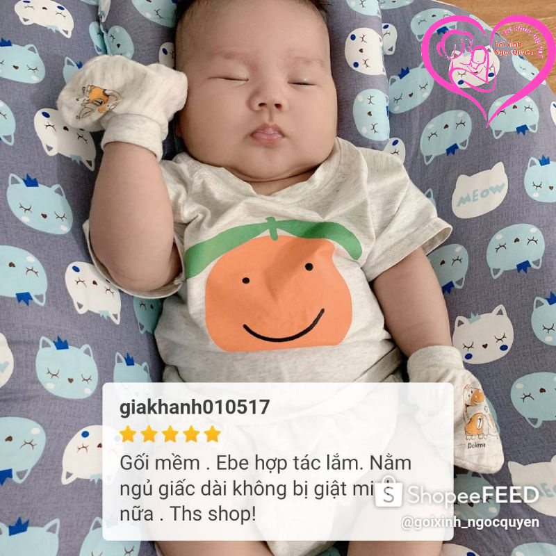 Gối chống trào ngược cho bé Goixinh_ngocquyen  (Tặng gối chống móp đầu cho bé) Size  Đại 70cmx70cm